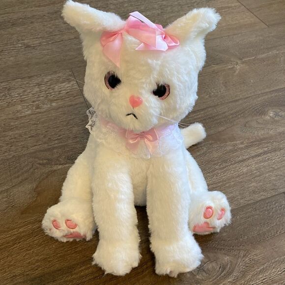 Dolls Kill Sugar Thrillz Grumpy White Cat Plushie Stuffed Animal Kitten Troilus